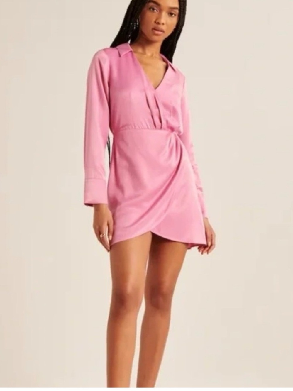 NWOT Abercrombie & Fitch Pink Wrap-Front Mini Dress Large